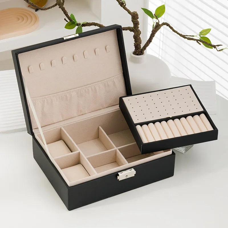 💎 LuxCase™ – Double Layer Leather Jewelry Storage Box