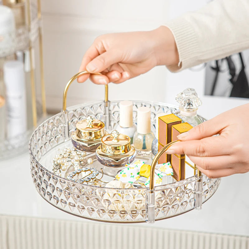 💄 GlamSpin™ – 360° Rotating 3-Tier Cosmetic Organizer