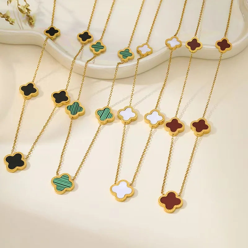 🍀 CloverElegance™ –  18KGold-Plated Four-Leaf Clover Necklace