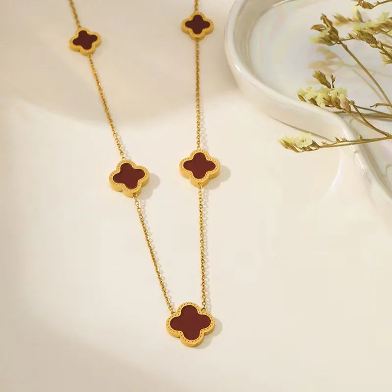🍀 CloverElegance™ –  18KGold-Plated Four-Leaf Clover Necklace