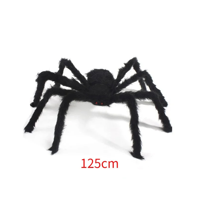 🕷️ Giant Plush Black Spider – Creepy Halloween Decor 👻