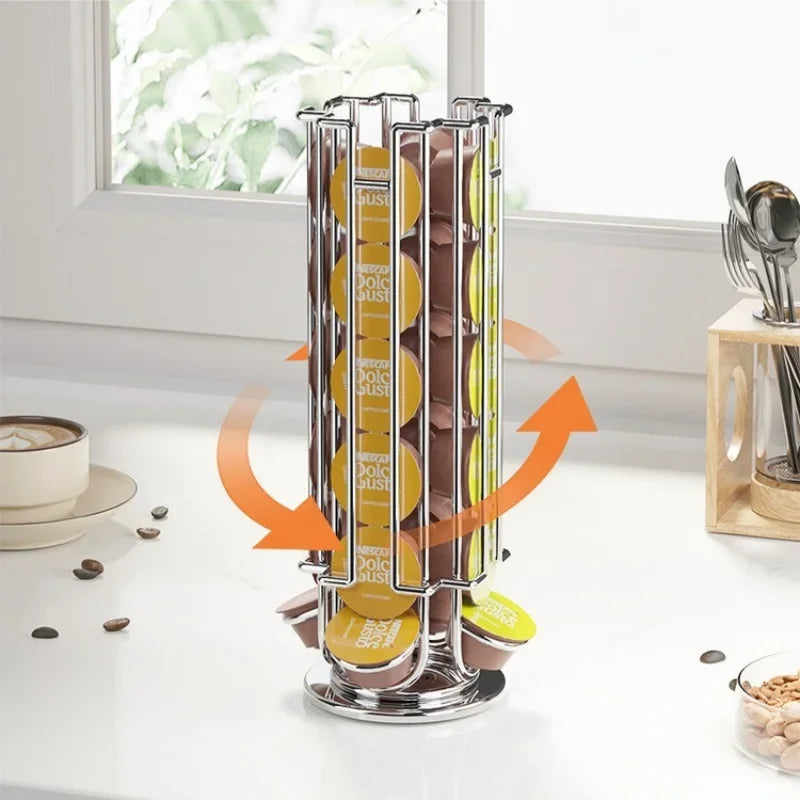 ☕ DolceTower™ – 24 Pod Rotating Dolce Gusto Capsule Holder