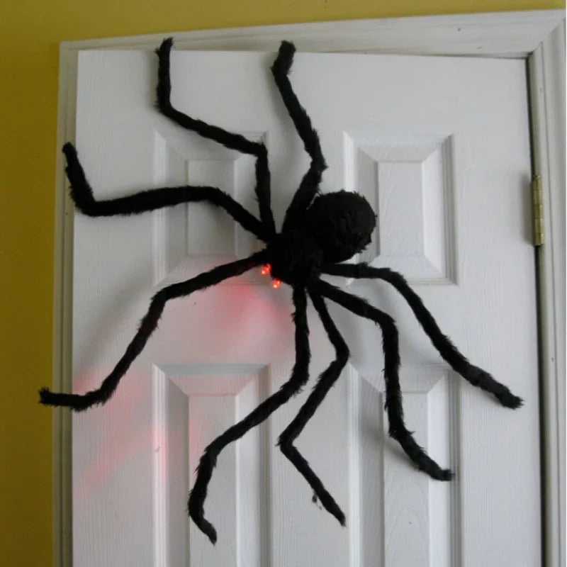 🕷️ Giant Plush Black Spider – Creepy Halloween Decor 👻