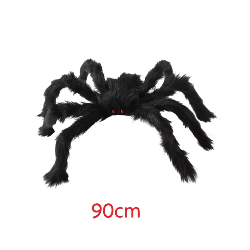 🕷️ Giant Plush Black Spider – Creepy Halloween Decor 👻