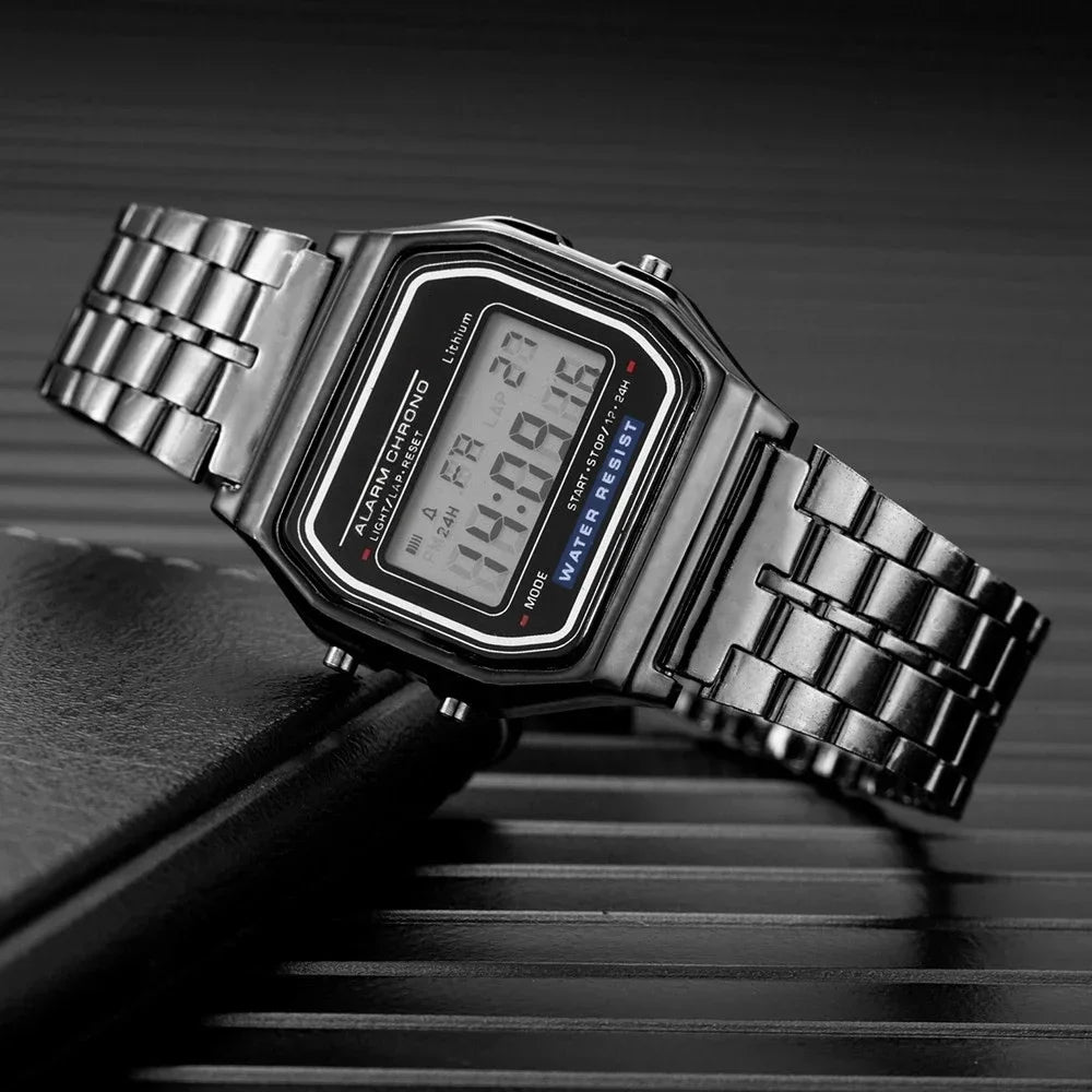 ⌚ LumiSteel™ – Men’s Stainless Steel LED Digital Watch