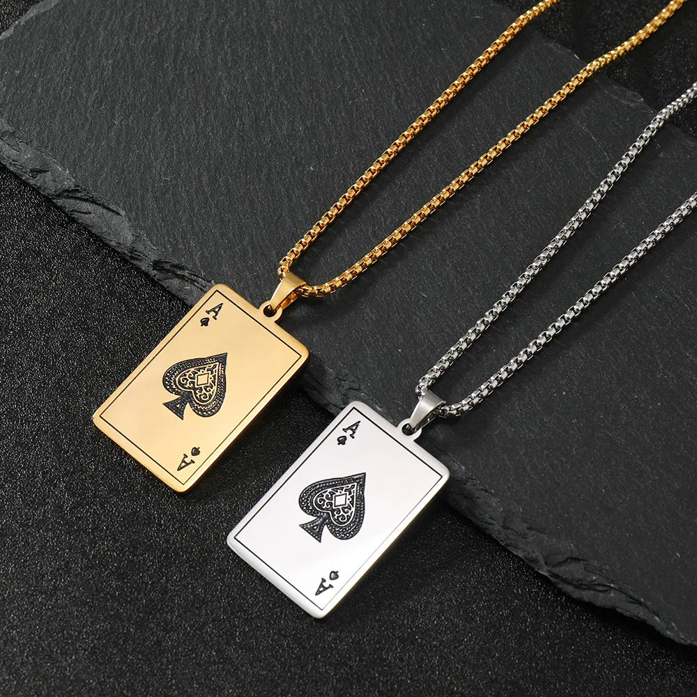 ♠️ CardKing™ – Stainless Steel King of Spades Pendant Necklace