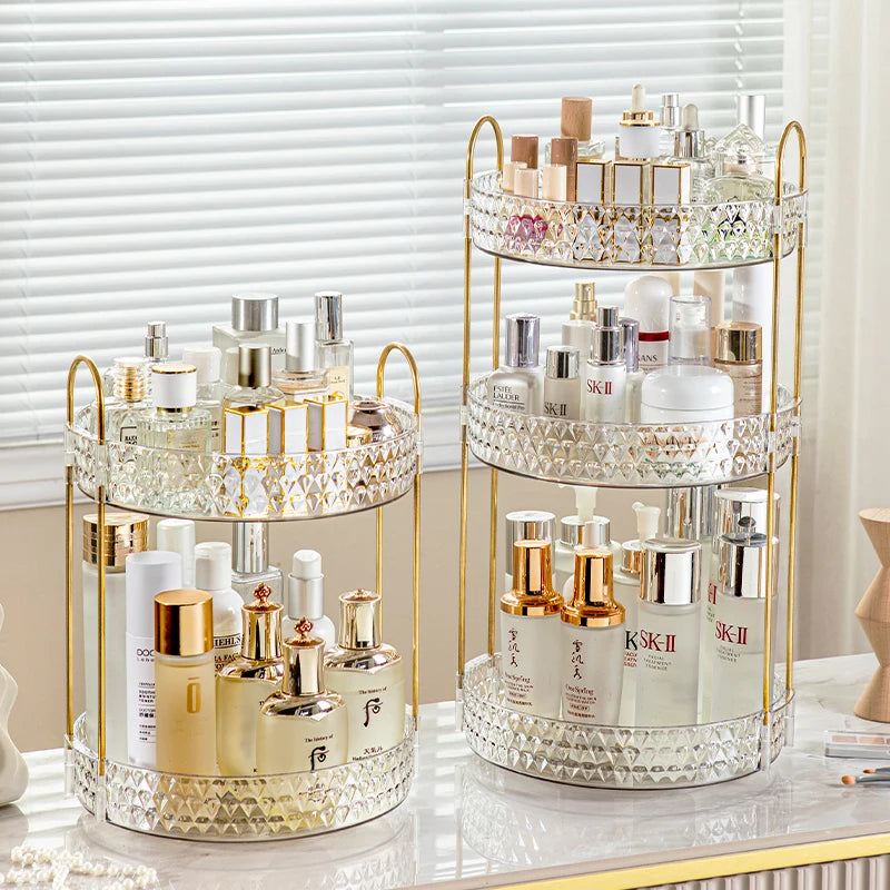 💄 GlamSpin™ – 360° Rotating 3-Tier Cosmetic Organizer